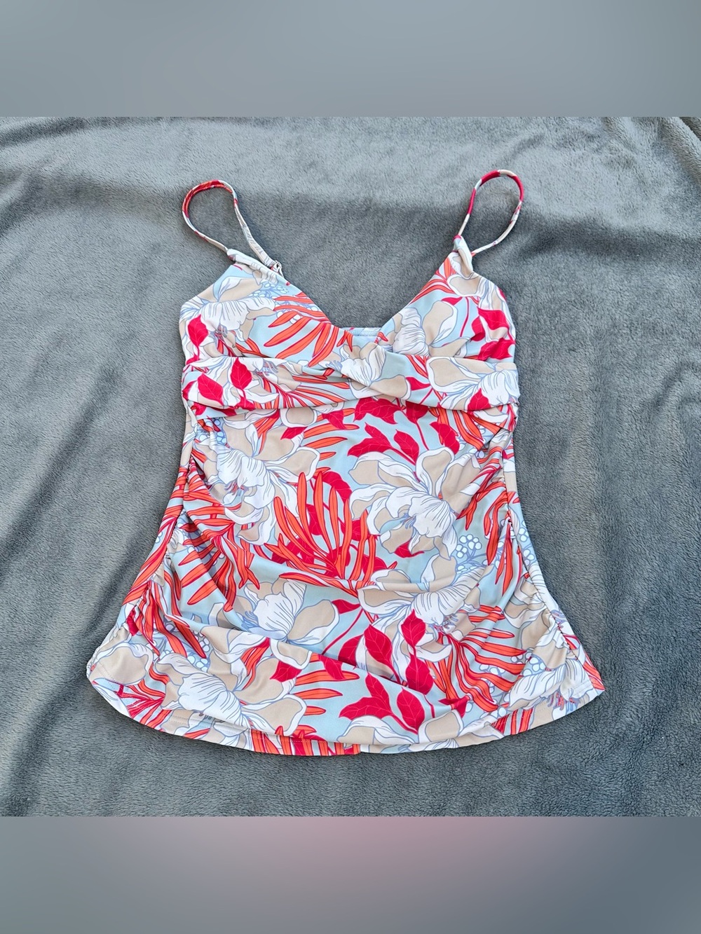 NWOT Women’s Tropical Floral Adjustable Padded Tankini Top - Women’s Medium